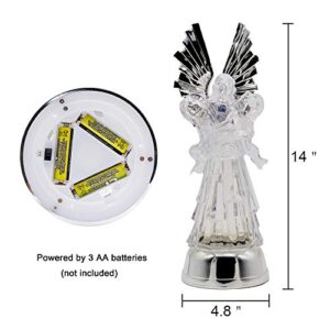 Eldnacele 14" Christmas Angel Globe Water Glittering Angel Figurine, Battery Operated Color Changing Angel Statue Light for Tabletop Deocration, Angel with Trumpet from Daughter