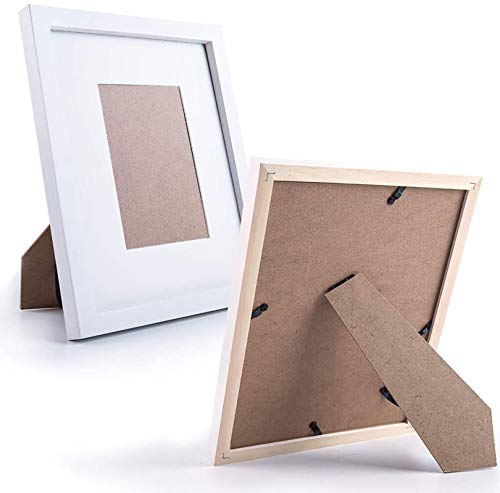 Picture Frames 8x10 White 2 Pack Nature Solid Wood for Wall Mounting and Tabletop Display