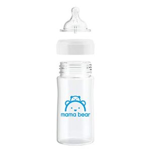 Amazon Brand - Mama Bear Infant Feeding Wide-Neck Baby Bottle with Slow Flow Nipple, BPA Free, 9 oz, Pack of 3, Transparent