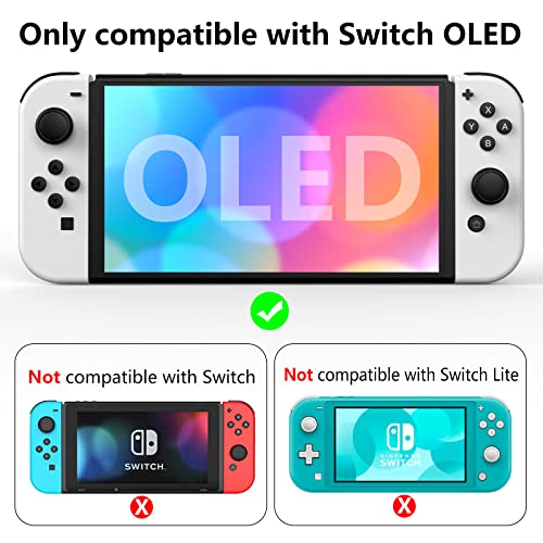 HEYSTOP Case Compatible with Nintendo Switch OLED Model 2021, Dockable PC Protective Cover with Comfortable TPU Joy-Con Grip Case and 6 Thumb Stick Caps