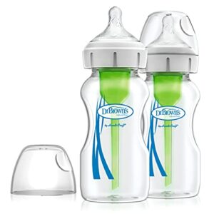 Dr. Brown's Options Glass Wide-Neck Baby Bottles, 2-Pack, 9 oz