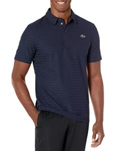 lacoste men's sport short sleeve jacquard techincal polo shirt, navy blue, x-large