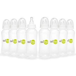 Avima 10 oz Anti Colic Baby Bottles, BPA Free, Standard Neck with Medium Flow Nipples (Set of 8)