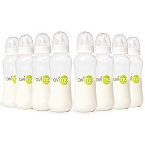 avima 10 oz anti colic baby bottles, bpa free, standard neck with medium flow nipples (set of 8)