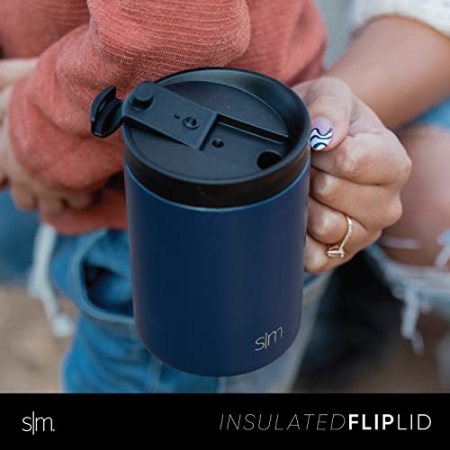 Simple Modern Travel Coffee Cup with Lid and Handle | Reusable Insulated Stainless Steel Iced Coffee Mug Cold Brew Tumbler and Tea Cup | Scout Collection | 12oz | Riptide