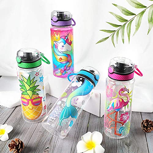 Cute Water Bottle for School Kids Girls, BPA FREE Tritan & Leak Proof & Easy Clean & Carry Handle, 23oz/ 680ml - Mermaid