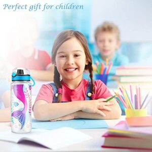 Cute Water Bottle for School Kids Girls, BPA FREE Tritan & Leak Proof & Easy Clean & Carry Handle, 23oz/ 680ml - Mermaid