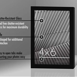 Americanflat 4x6 Picture Frame in Black - Thin Border Photo Frame with Shatter Resistant Glass - Horizontal and Vertical Formats for Wall and Tabletop