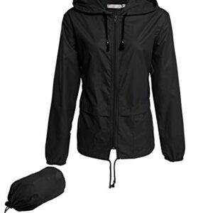 Avoogue Lightweight Raincoat Climbing Jackets Women's Waterproof Windbreaker Packable Outdoor Hooded Fall Rain Jacket Black XL