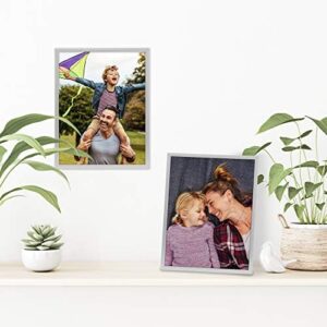 Americanflat 8.5x11 Picture Frame in Silver - Thin Border Frame with Shatter Resistant Glass - Horizontal and Vertical Formats for Wall and Tabletop