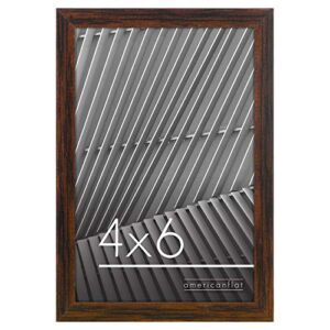 americanflat 4x6 picture frame in walnut - thin border photo frame with shatter resistant glass - horizontal and vertical formats for wall and tabletop