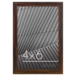 Americanflat 4x6 Picture Frame in Walnut - Thin Border Photo Frame with Shatter Resistant Glass - Horizontal and Vertical Formats for Wall and Tabletop