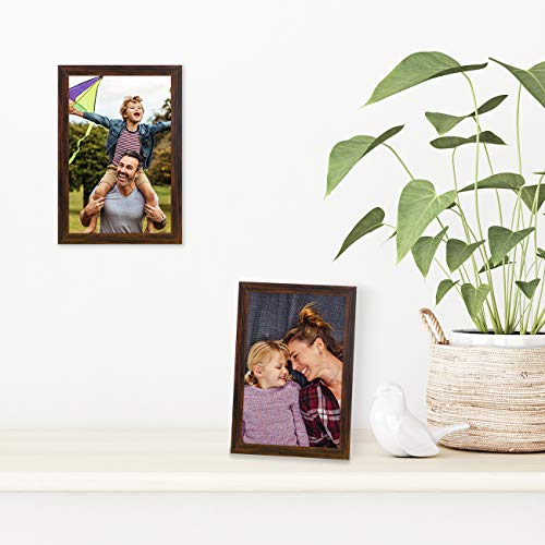 Americanflat 4x6 Picture Frame in Walnut - Thin Border Photo Frame with Shatter Resistant Glass - Horizontal and Vertical Formats for Wall and Tabletop