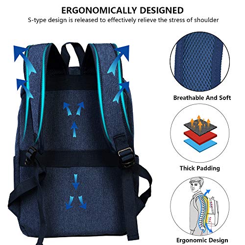 OMOUBOI 14 Inch Backpack for Women Travel Backpack College Backpack Men Backpack Waterproof Backpack for Travel,Work, Business - Blue…