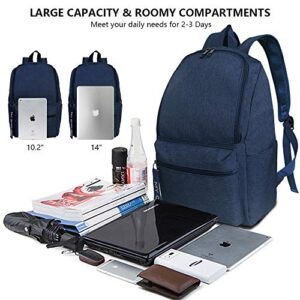 OMOUBOI 14 Inch Backpack for Women Travel Backpack College Backpack Men Backpack Waterproof Backpack for Travel,Work, Business - Blue…