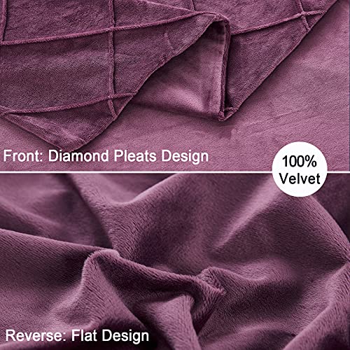 PHF Pleated Velvet Duvet Cover Set Queen, 3PCS Flannel Comforter Cover Set for All Season, Ultra Soft Cozy Velour Duvet Cover with Pillow Shams Bedding Collection, 90" x 92", Wine Red