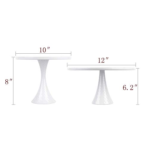 Hotity Set of 2 Round Cake Stands Modern Design Dessert Display Cake Stand Cupcake Stands for Party Celebration Baby Shower, White