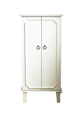 Hives and Honey Cabby Fully Locking Jewelry Armoire, WHITE