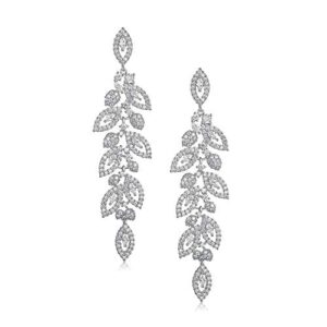 sweetv wedding bridal chandelier earrings, crystal rhinestone drop dangle earrings for women brides-silver