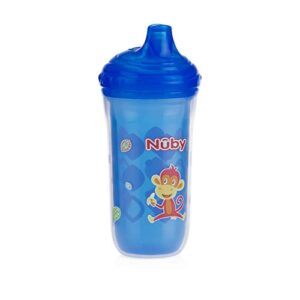 Nuby Plastic Insulated No Spill Easy Sip Cup with Vari-Flo Valve Hard Spout, Boy, 9 Oz, 3 Count