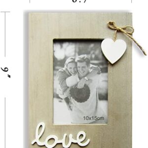 Vintage Picture Frames for Love 4X6 -Rustic Heart Photo Frame For Couple ,Bride,Boyfriend,Family -Table and Wall Decor