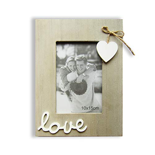 Vintage Picture Frames for Love 4X6 -Rustic Heart Photo Frame For Couple ,Bride,Boyfriend,Family -Table and Wall Decor