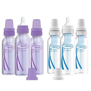 dr. brown's original baby bottles, 8oz/250ml, purple and clear, 6 count