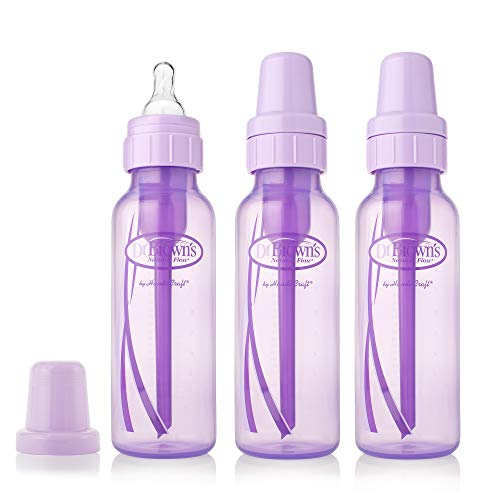Dr. Brown's Original Baby Bottles, 8oz/250ml, Purple and Clear, 6 Count