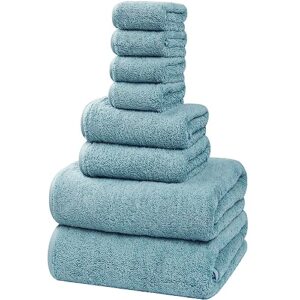 semaxe towel set of 8, 2 bath towels 2 hand towels 4 washcloths, 100% cotton bathroom towel, soft fluffy and absorbent towel for bathroom, hotel & spa qualit