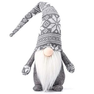 funoasis holiday gnome handmade swedish tomte, christmas elf decoration ornaments thanks giving day gifts swedish gnomes tomte (grey snowflake-19 inches)