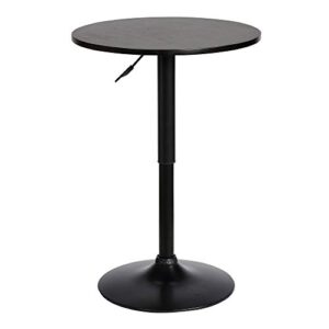 armen living bentley height adjustable swivel pub table with black wood finish and black base