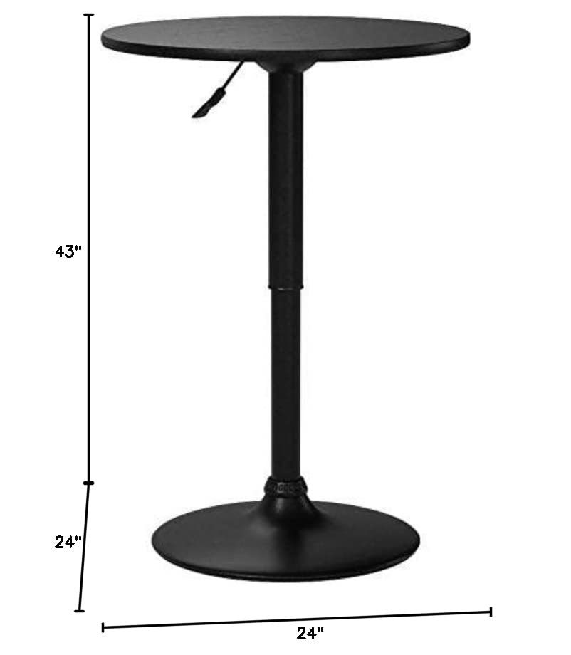 Armen Living Bentley Height Adjustable Swivel Pub Table with Black Wood Finish and Black Base