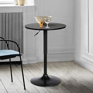 Armen Living Bentley Height Adjustable Swivel Pub Table with Black Wood Finish and Black Base