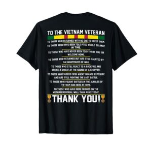 mens thank you to the vietnam veterans - gift tee