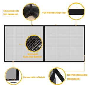 Garage Door Screen for 2 Car 16x7FT- Magnetic Reinforced Fiberglass Garage Door Screen,Stronger 2350g（5.2LB） High Energy Magnets ，Hands Free Magnetic Screen Door Black