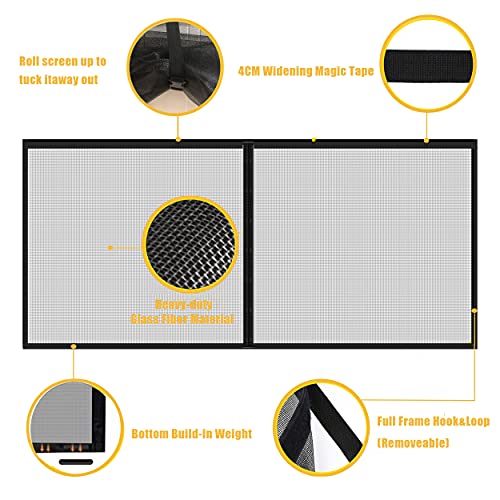 Garage Door Screen for 2 Car 16x7FT- Magnetic Reinforced Fiberglass Garage Door Screen,Stronger 2350g（5.2LB） High Energy Magnets ，Hands Free Magnetic Screen Door Black