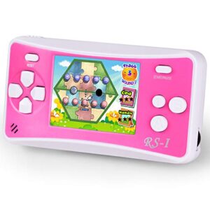 portable handheld games for kids 2.5" lcd screen game tv output arcade gaming player system built in 152 classic retro video games birthday for your boys girls- (pink)