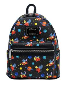 loungefly x disney stitch in space allover-print mini backpack (one size, black multi)