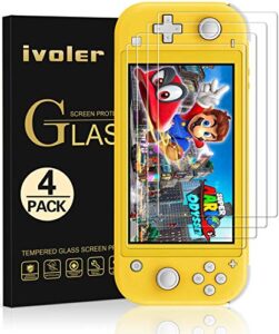 [4 pack] screen protector tempered glass for nintendo switch lite, ivoler transparent hd,high definition,clear anti-scratch with anti-fingerprint bubble-free fit switch lite 2019