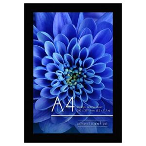 americanflat a4 picture frame in black - composite wood with shatter resistant glass - horizontal and vertical formats for wall and tabletop - 8.3 x 11.7 in