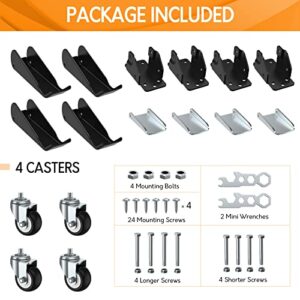 SOLEJAZZ Workbench Caster kit 660 LBS Heavy Duty Retractable Casters Workbench Wheels All Steel Construction Urethane, Bonus Install Template, 4 Casters