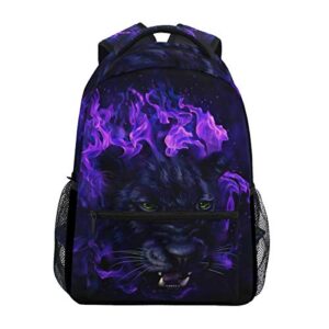 panther head in flames backpack school bag travel daypack rucksack for boys