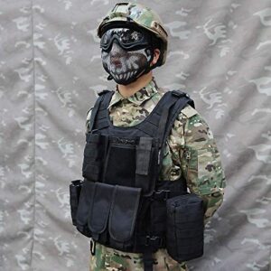 MGFLASHFORCE Tactical Airsoft Vest Adjustable Modular Paintball Vest (Black)