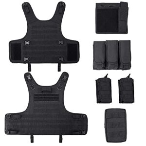 MGFLASHFORCE Tactical Airsoft Vest Adjustable Modular Paintball Vest (Black)