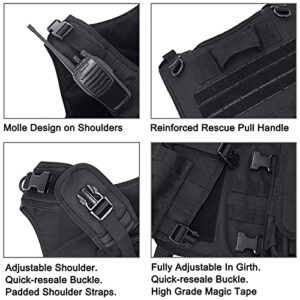 MGFLASHFORCE Tactical Airsoft Vest Adjustable Modular Paintball Vest (Black)