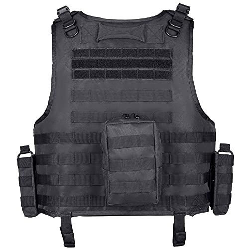 MGFLASHFORCE Tactical Airsoft Vest Adjustable Modular Paintball Vest (Black)