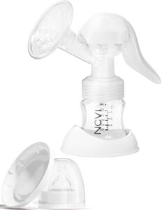 ncvi manual breast pump with milk bottle,portable breastfeeding pumps 5oz, bpa free soft food grade silicone powerful suction