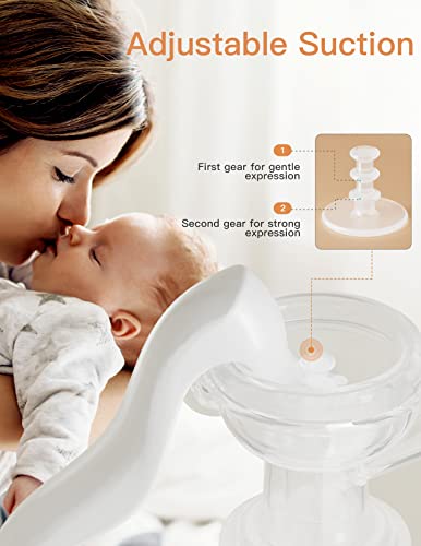 NCVI Manual Breast Pump with Milk Bottle,Portable Breastfeeding Pumps 5oz, BPA Free Soft Food Grade Silicone Powerful Suction