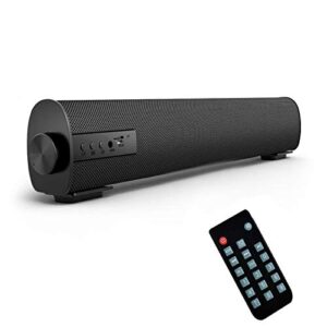 portable soundbar for tv/pc, outdoor/indoor wired & wireless bluetooth 5.0 speaker with remote control and coax cable, 2x5w mini home theater sound bar with built-in subwoofers for projector (updated)