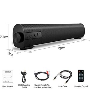 Portable Soundbar for TV/PC, Outdoor/Indoor Wired & Wireless Bluetooth 5.0 Speaker with Remote Control and Coax Cable, 2X5W Mini Home Theater Sound bar with Built-in Subwoofers for Projector (Updated)